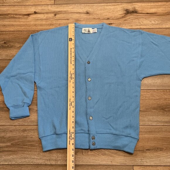 VTG Penn's Landing Knit Cardigan SZ LARGE Blue USA Made Button Front Grandpa - Picture 4 of 9